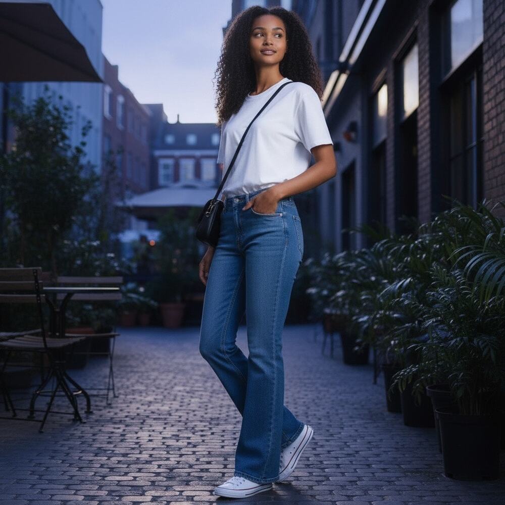 NWT PrettyLittleThing high-waisted flare leg jeans light blue wash size 6